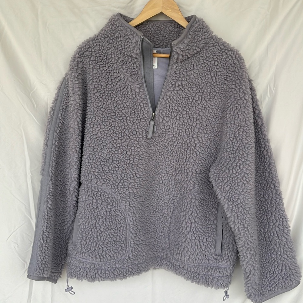 Anthropologie Daily Practice Grey Fleece Pull-Over Half Zip Jacket NWOT M/L